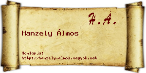 Hanzely Álmos névjegykártya